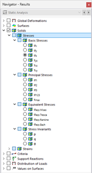 Selecting Solid Stresses in Navigator