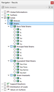 Selecting Solid Strains in Navigator