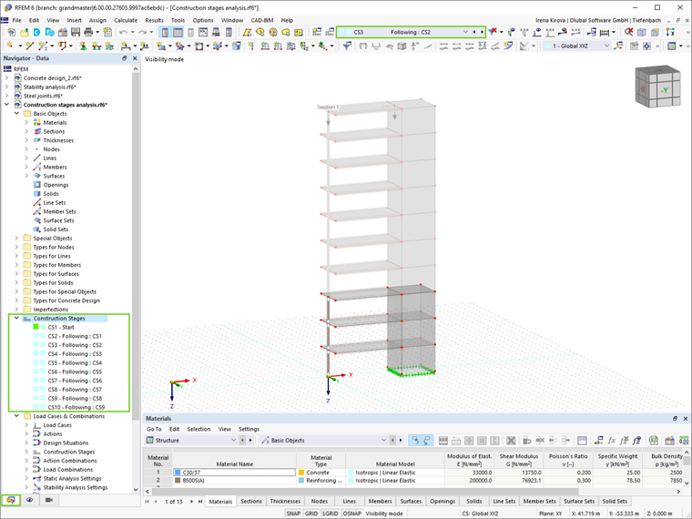 Construction Stages in RFEM 6
