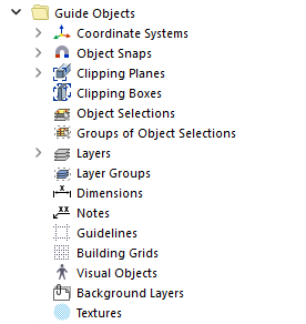 Guide objects in the navigator