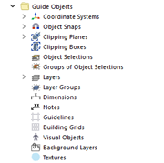Guide objects in the navigator