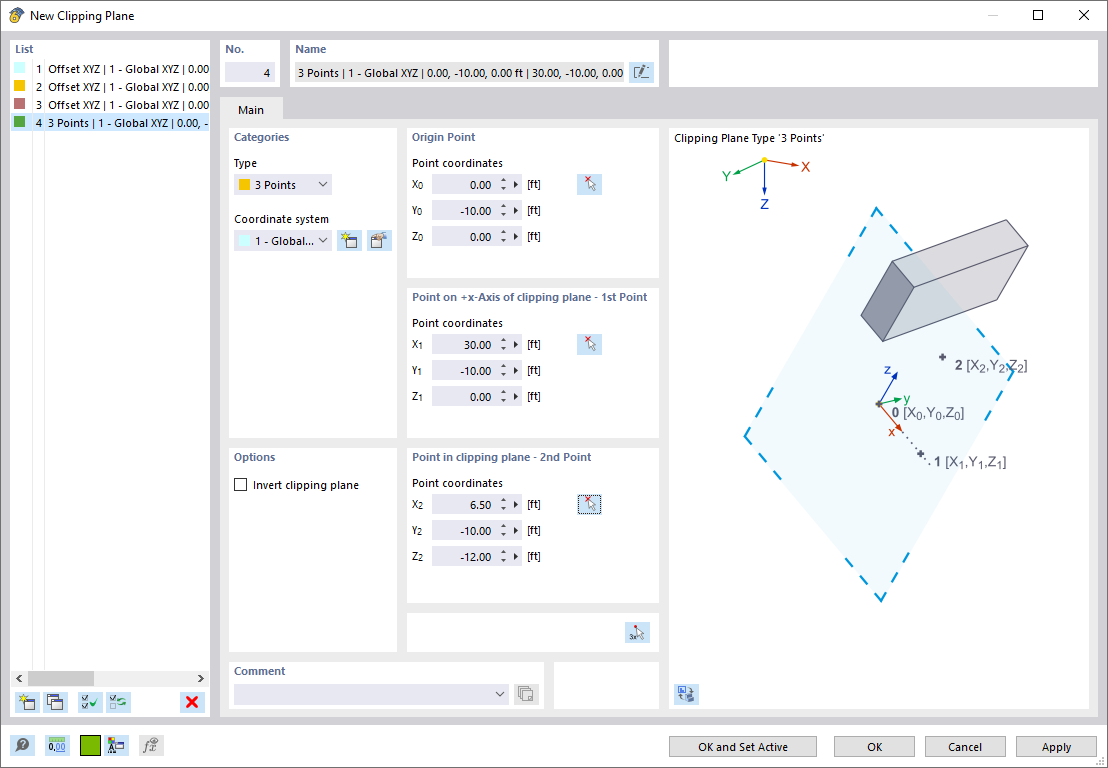 Dialog Box "New Clipping Plane"