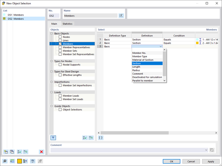 Dialog Box "New Object Selection"