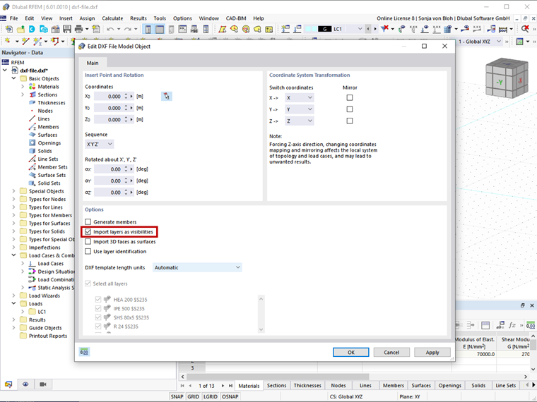 FAQ 005142 | Is it possible to import layers as a visibility?