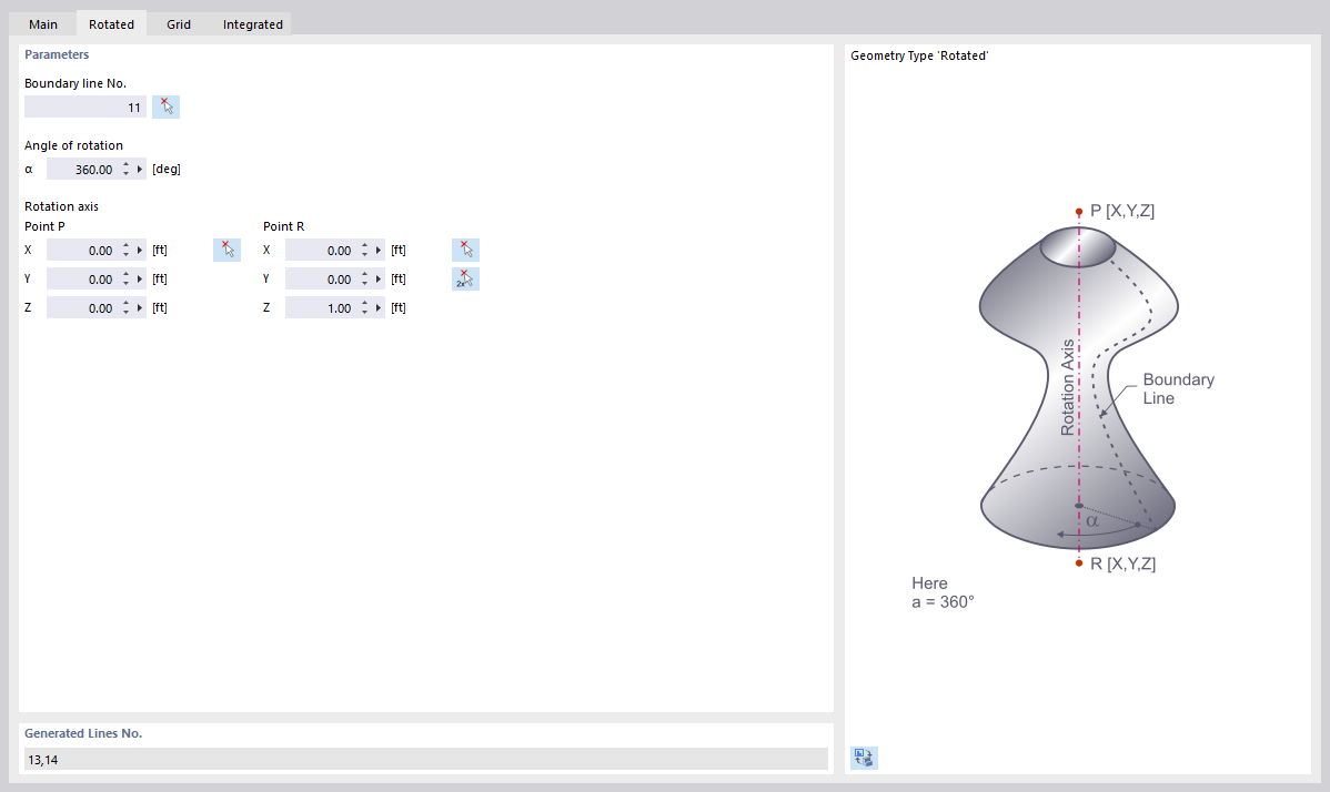 Defining Rotated Surface