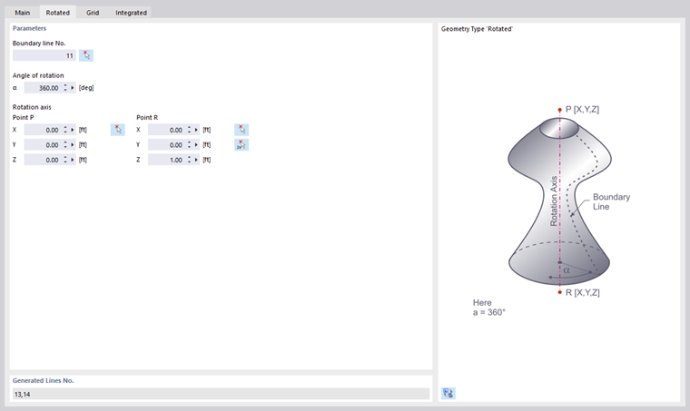 Defining Rotated Surface