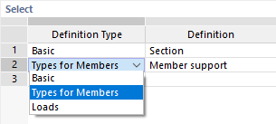 Selecting Definition Type