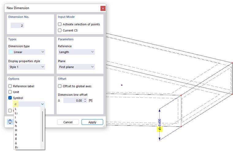 Using Dimension with Symbol