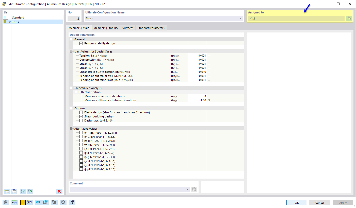 Assigning a configuration type in the "Ultimate Configuration" dialog box