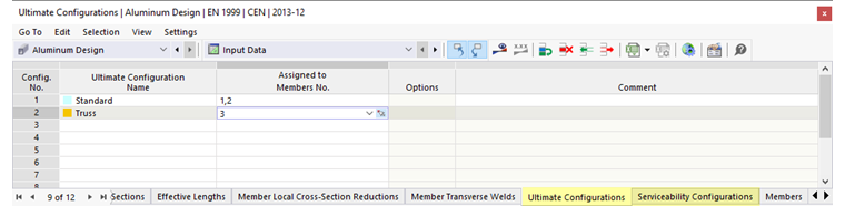 Assigning a configuration type in a table