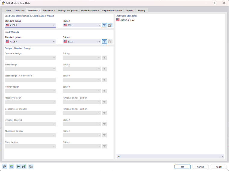 'Standards' for Load Case Combinations and Load Wizards