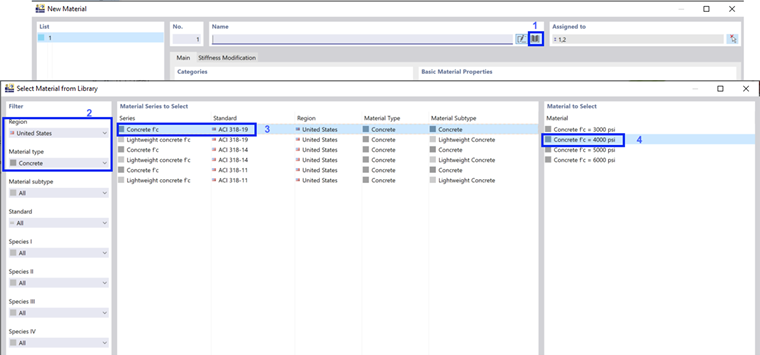 Selecting Concrete Material from Library
