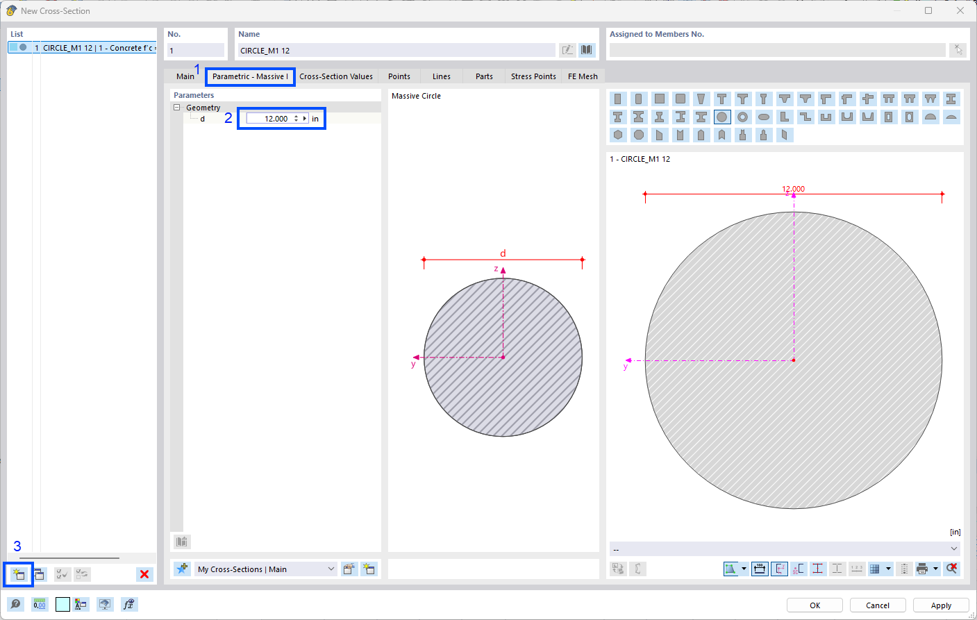 Defining Parametric Cross-Section