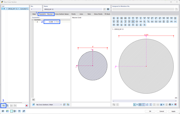 Defining Parametric Cross-Section