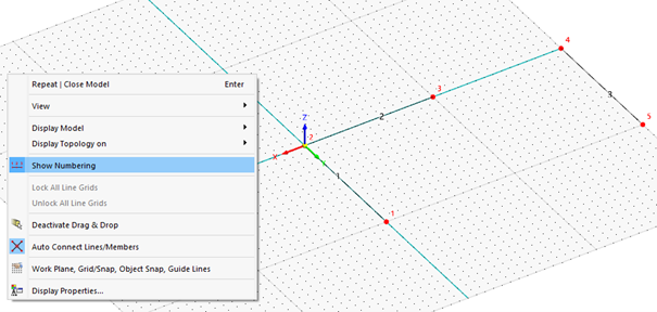 Displaying Numbering of Lines and Nodes