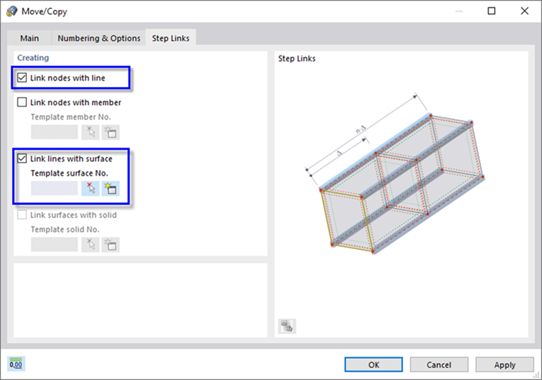 Creating Lines and Surfaces when Copying