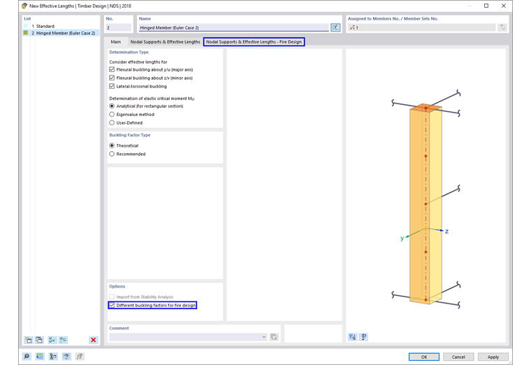 Explanation of the adaptation of effective lengths in fire protection for timber structures.