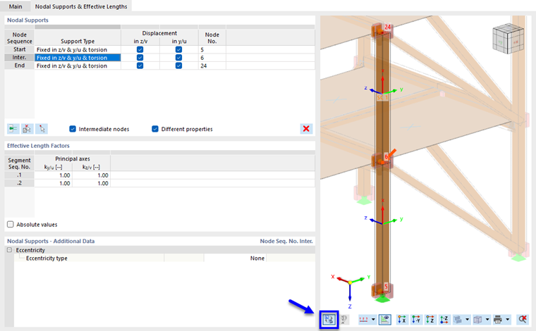 Defining nodal supports and effective lengths