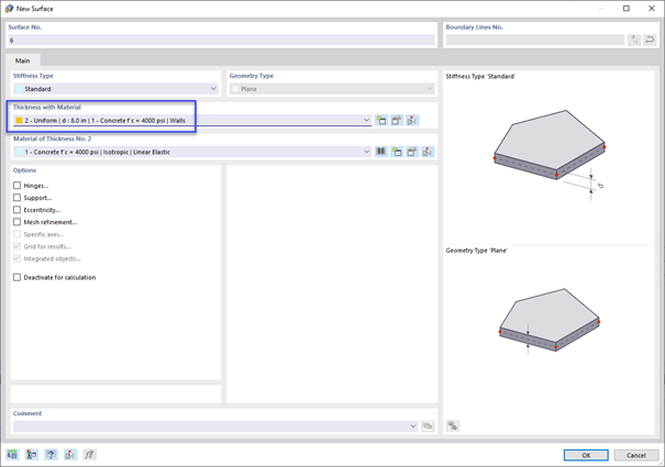 Defining Thickness Type for Connecting Surface