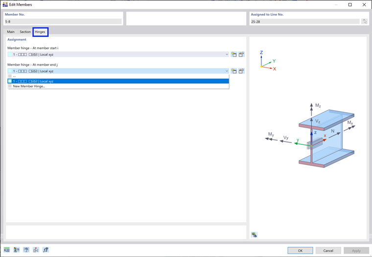 Allocating Hinge to Member End