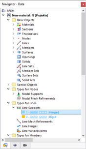 Navigator with Predefined Types of Line Supports