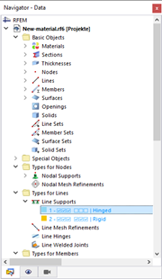 Navigator with Predefined Types of Line Supports
