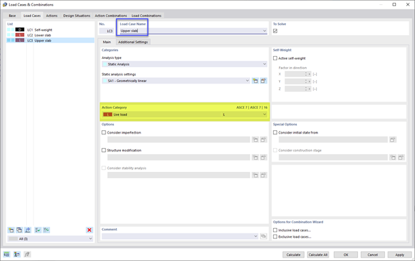 LC3 - Upper Slab -  Action Category "Live Load"