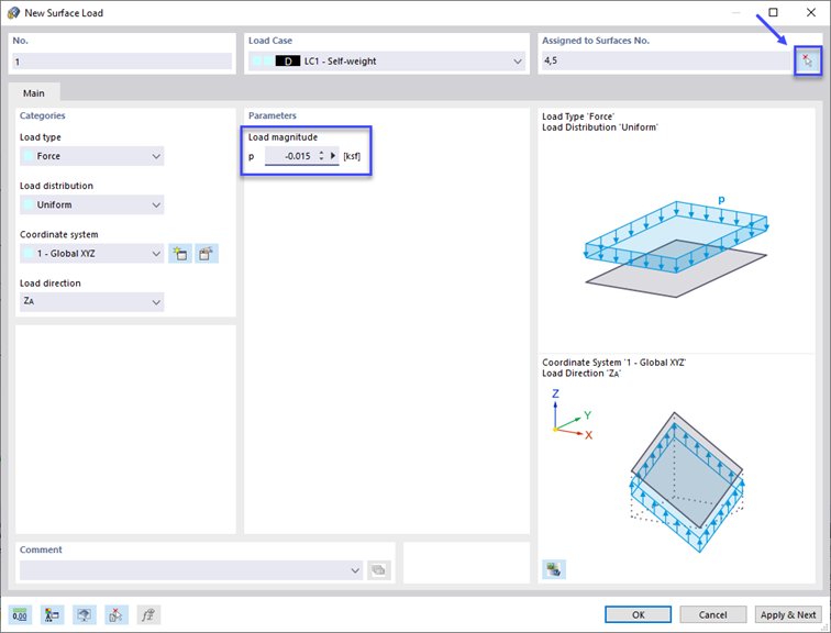 'New Surface Load' dialog box