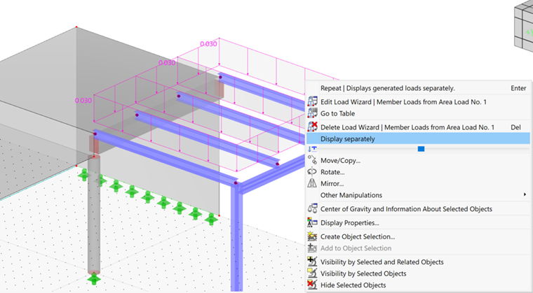 Area Load on Platform and Its Shortcut Menu