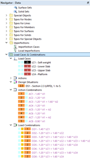 Load Cases and Combinations in Navigator