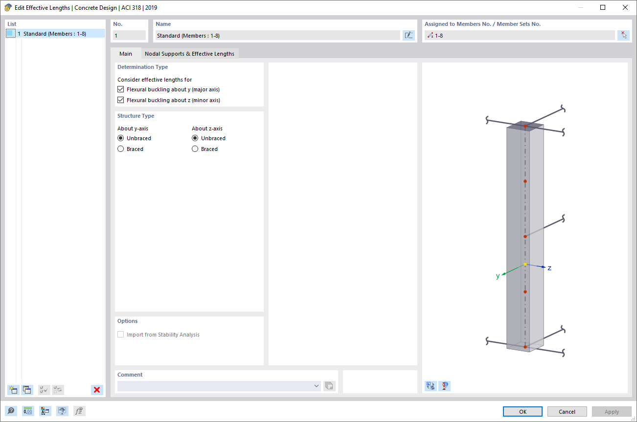 Dialog Box "New Effective Lengths"