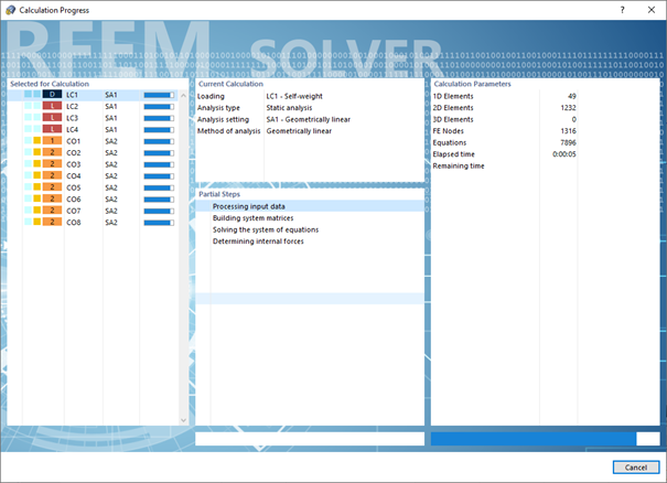 Calculation of Load Cases and Load Combinations
