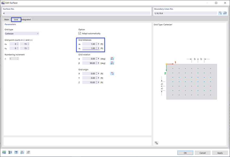 Adjusting Grid for Surface Results