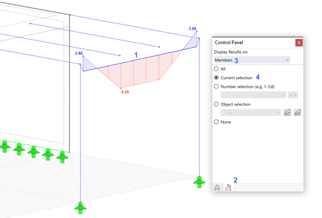 Applying Current Selection to Display Moments of Frame Girder