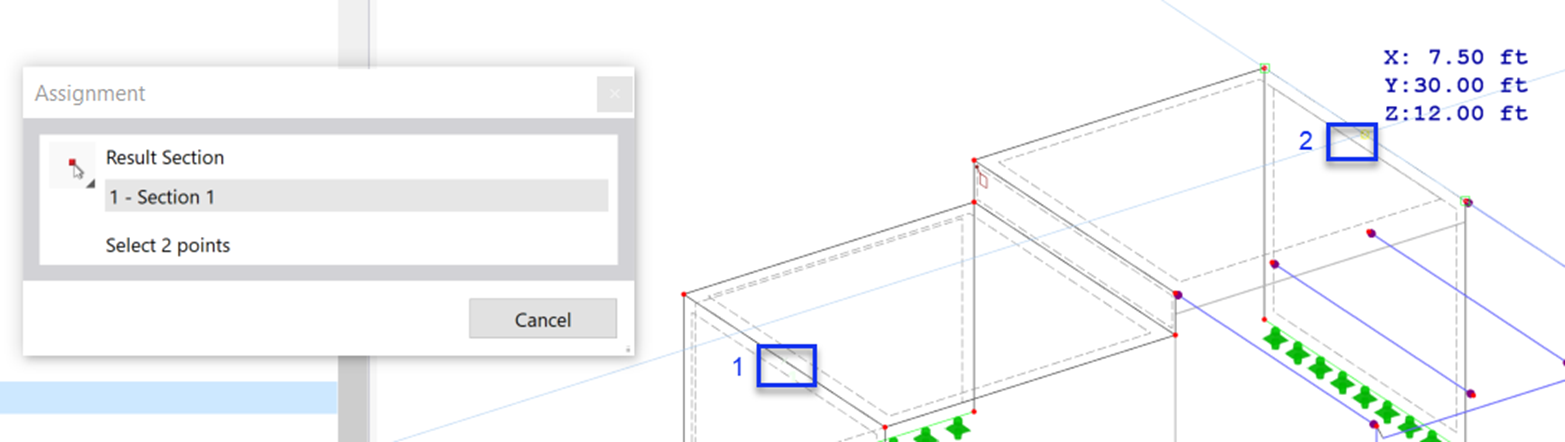 Selecting Two Points of Section Plane