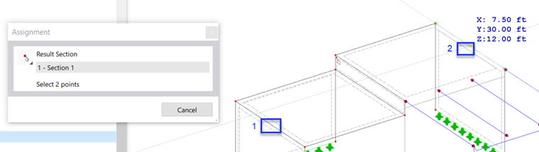 Selecting Two Points of Section Plane