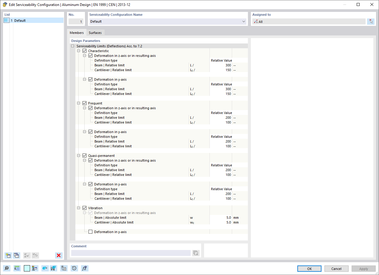 Dialog Box "Edit Serviceability Configuration", Tab "Members"