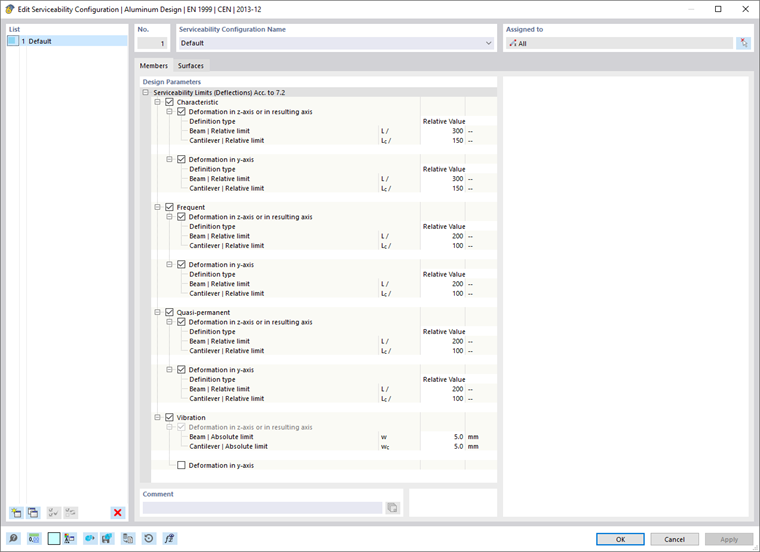 Dialog Box "Edit Serviceability Configuration", Tab "Members"