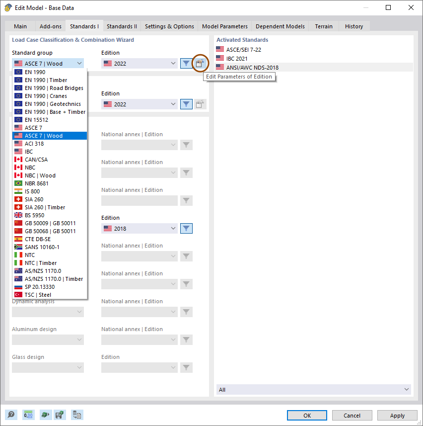 Standard for "Load Case Classification and Combination Wizard"
