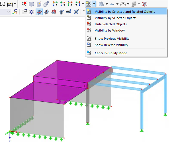 Buttons for Visibilities in Work Window