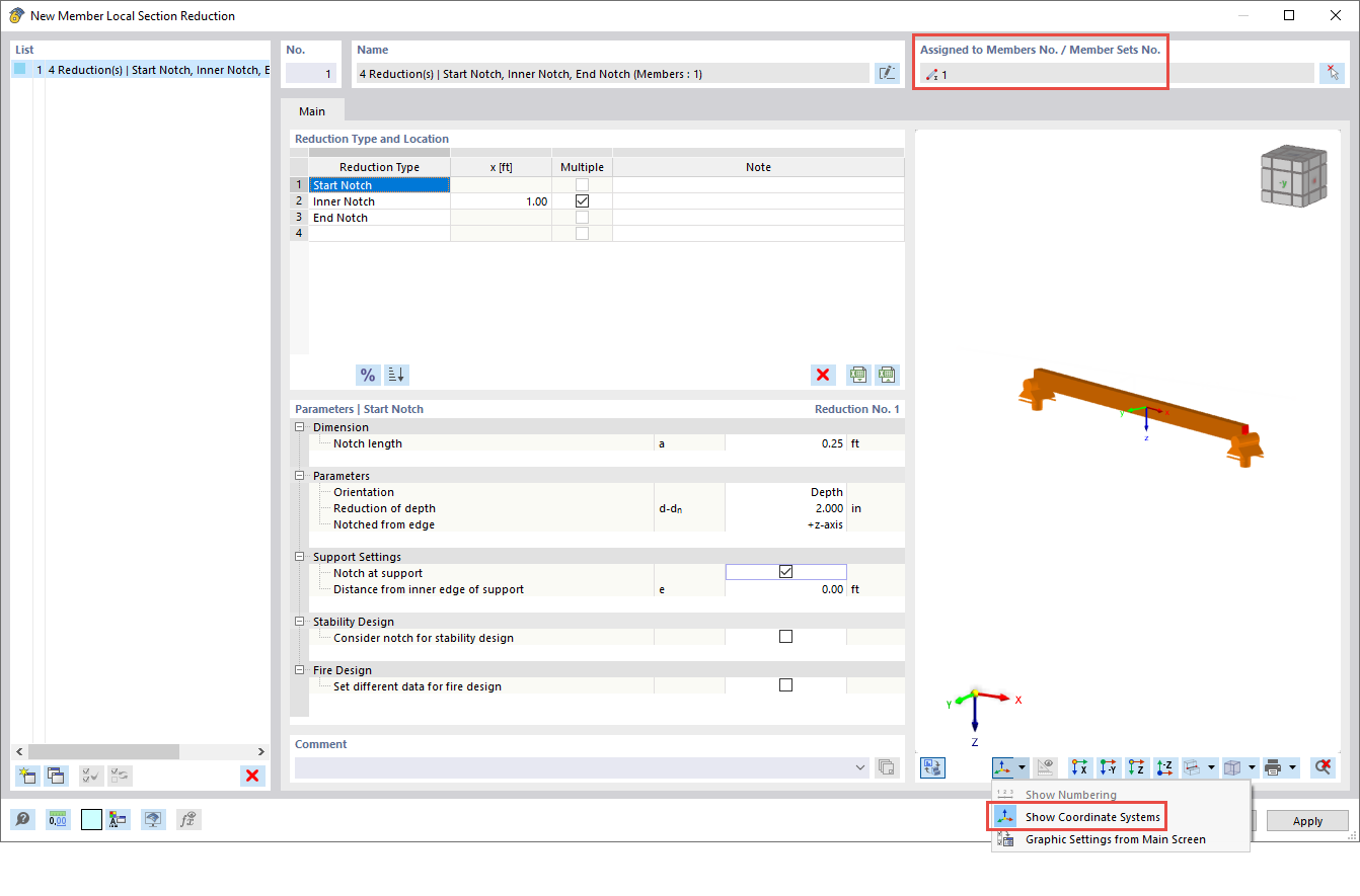 Displaying Local Member Axes in Dynamic Image