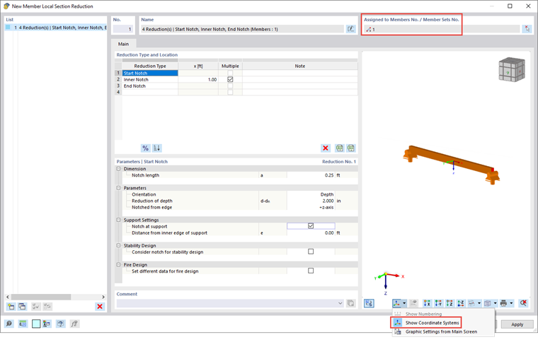 Displaying Local Member Axes in Dynamic Image