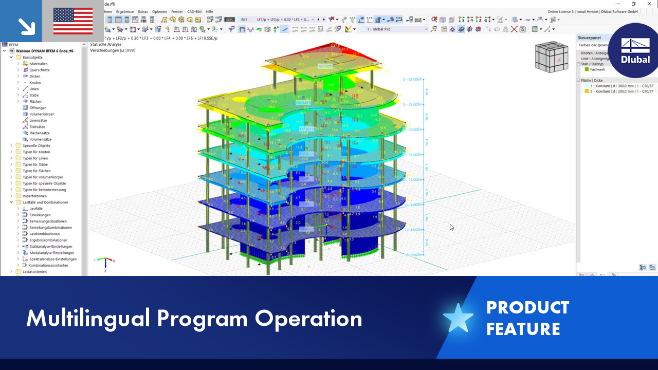 Multilingual program operation in RFEM 6/RSTAB 9