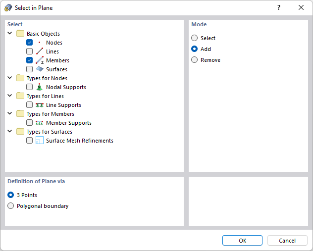 'Select in Plane' Dialog Box