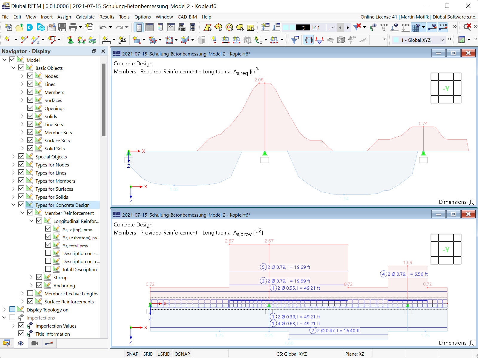 Graphical Result Display of Required and Available Reinforcement