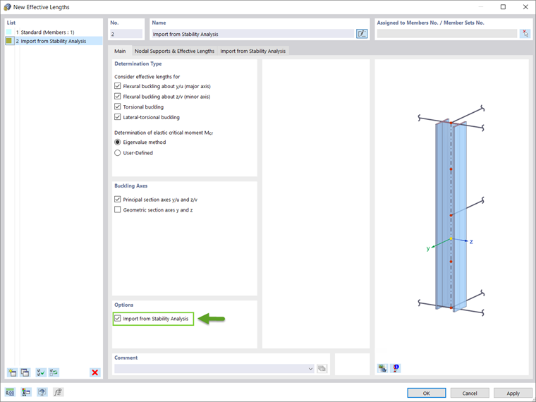 Option to Import Effective Length from Stability Analysis