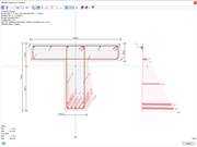 Graphical output for the stress and strain analysis in concrete cross-sections and reinforcement subjected to a load