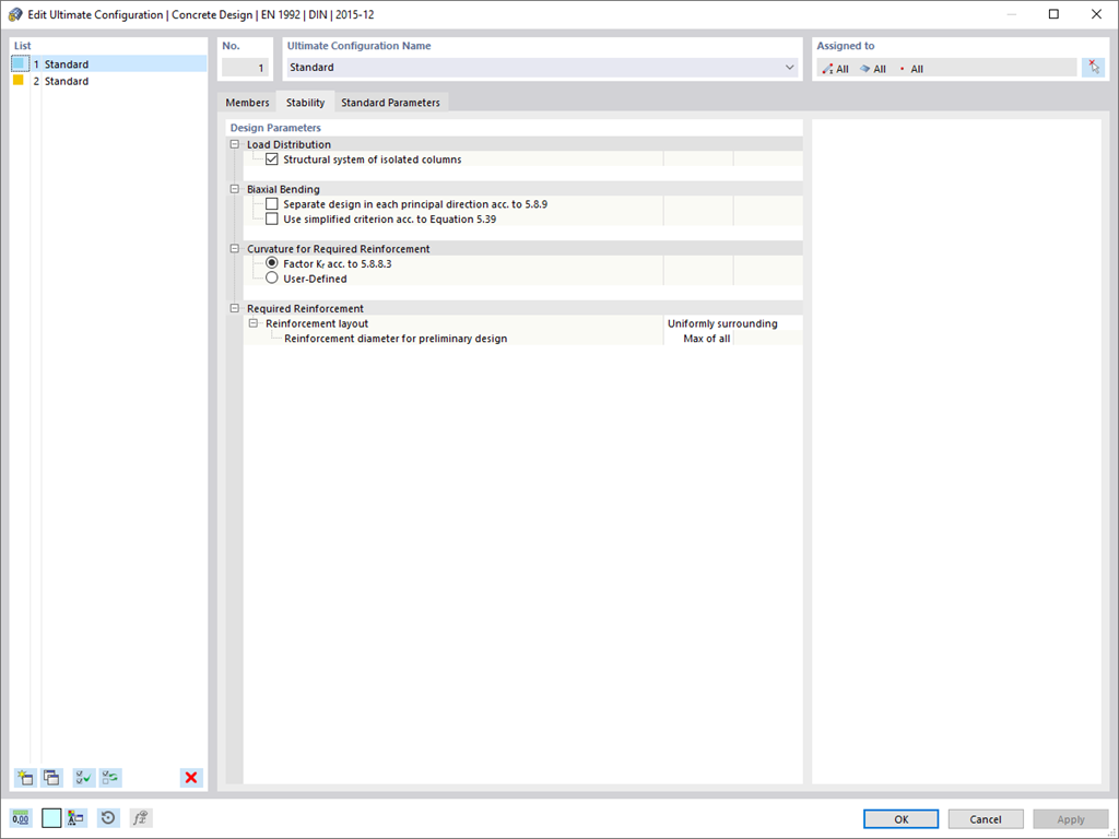 Calculation Configurations for Stability