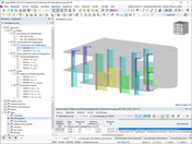 Visualization of the cross-section utilization of concrete columns within the RFEM design process.