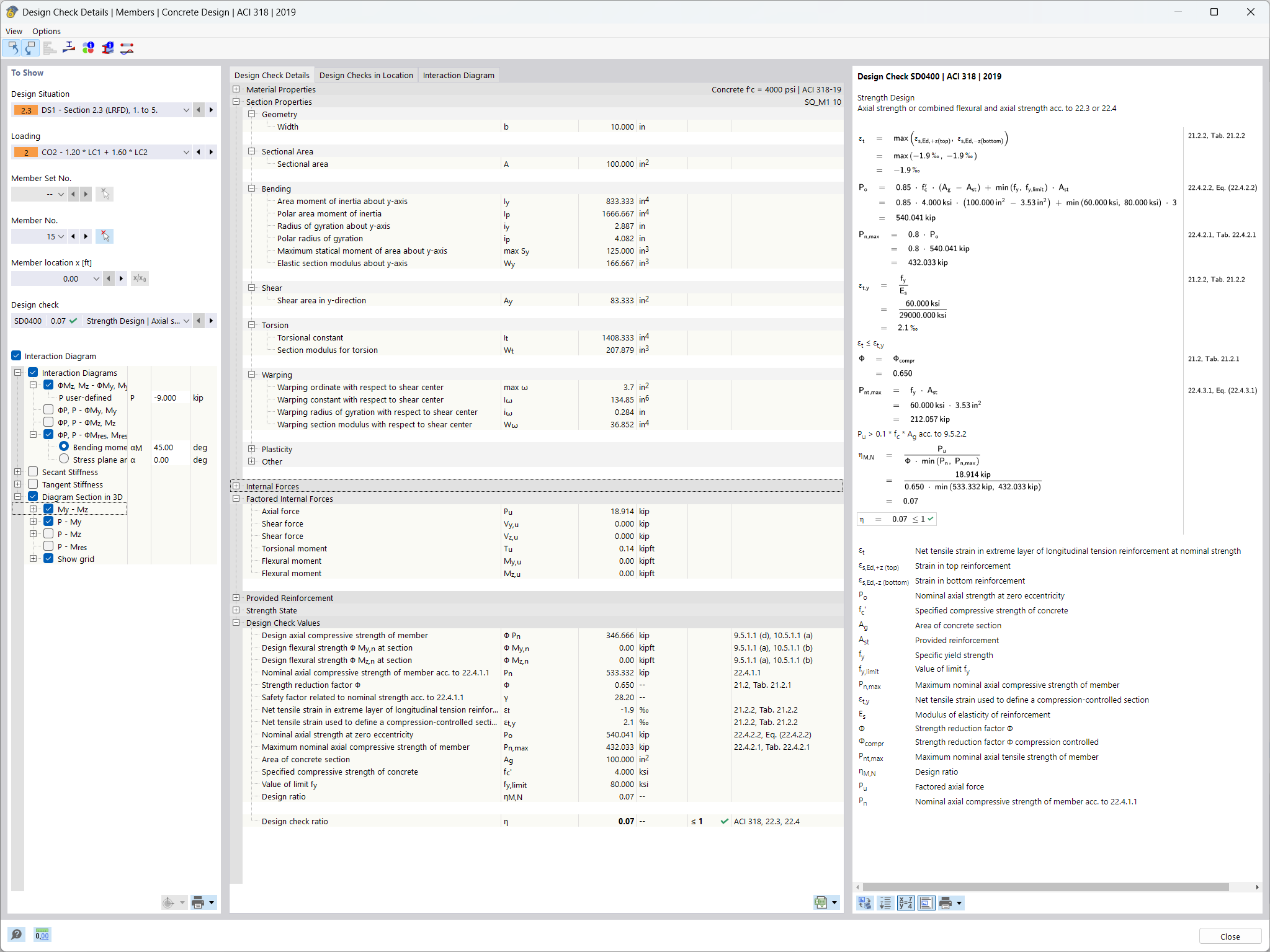 Design check details of stability analysis